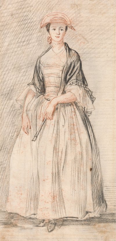 Une dame avec un éventail - Paul Sandby